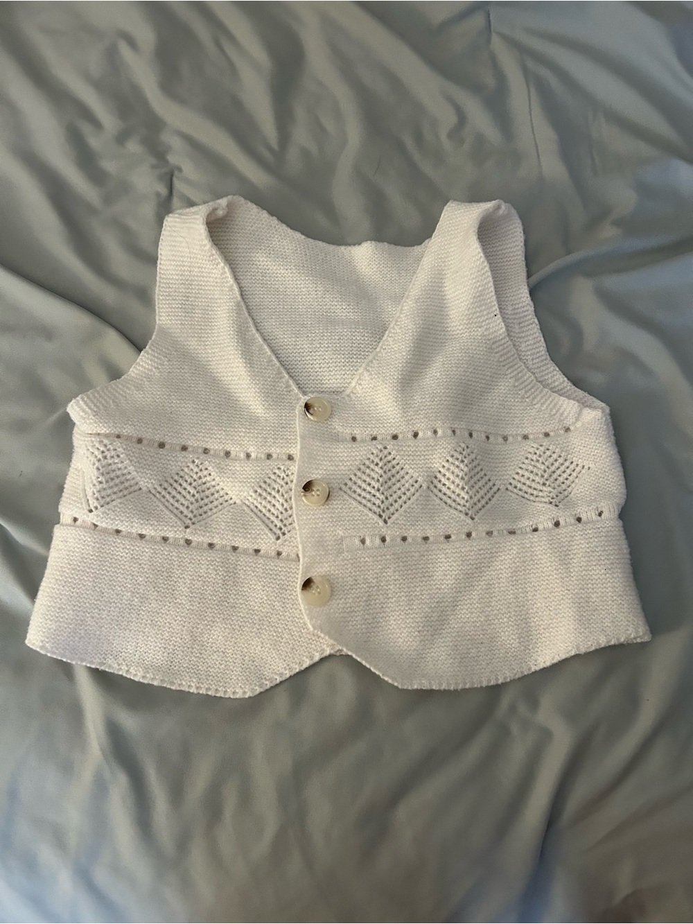 Cream Knit Baby Vest - Classic Button Front
